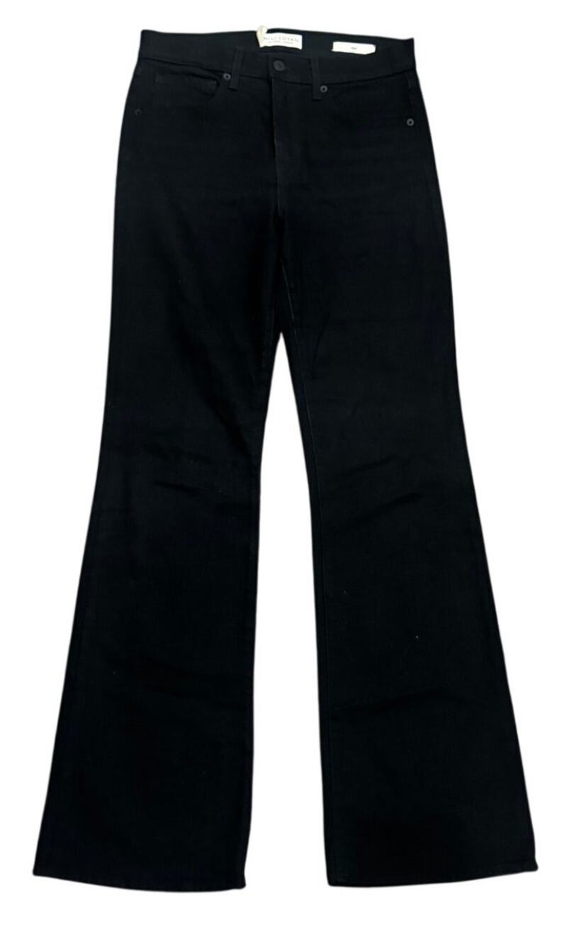 Nili Lotan Celia Bootcut Jeans, Distressed Black Wash, Size 28 Quiet Luxury